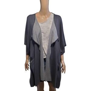 Lululemon OS After Asana Gray Cashmere Blend Wrap Sweater/Scarf Pockets W9ACAS